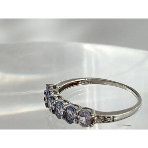 Blue Topaz Accented Band Style 925 Sterling Silver Vintage Ring - sz 8 - Picture 6 of 13